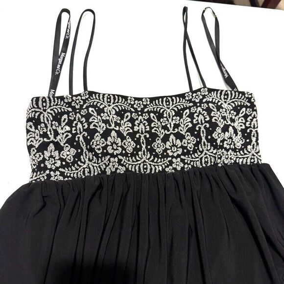 Morgan & Co. Jr. Sz 3/4 Spaghetti Strap Black Silver Glitter Lining Mini Dress - Picture 9 of 15
